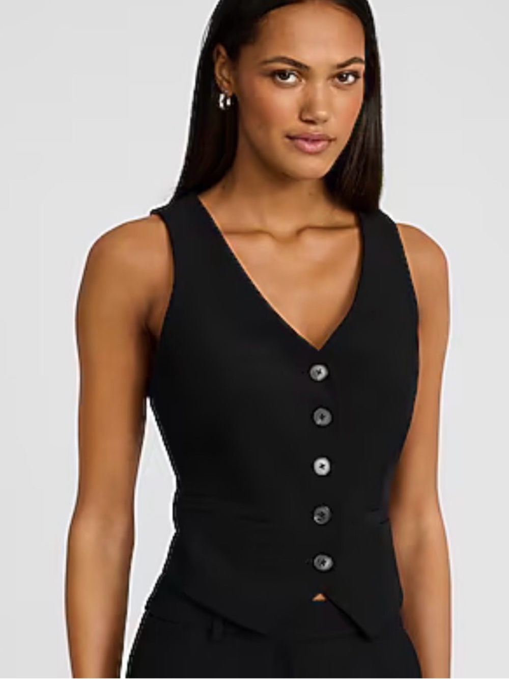 Express Women’s Editor 5 black button vest top shirt office dressy large NWT